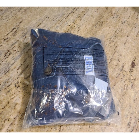 New! Vintage BEA Size 12P Jean Denim Shirt Blazer Gold Button Embroidered Sequin - Picture 12 of 12